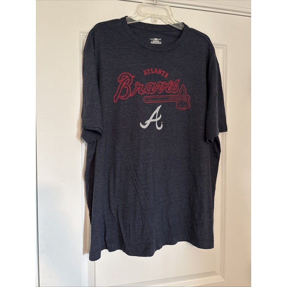 Atlanta Braves Tomahawk MLB Blue Short Sleeve Soft T-Shirt Shirt 2XL